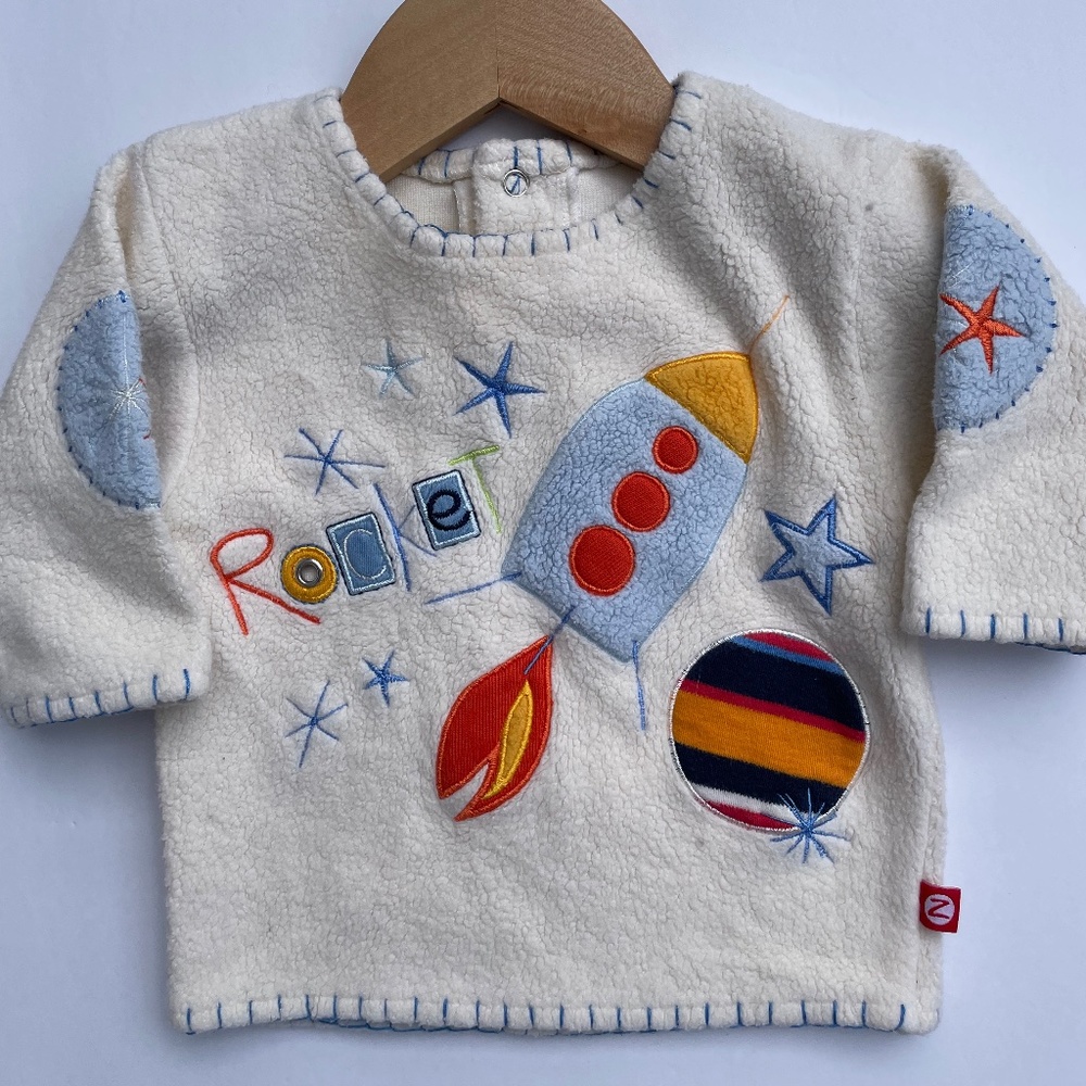 Vintage Infant Embroidered Spaceship Sweater